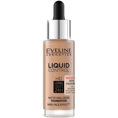 Fondotinta Liquido Opaco HD Eveline con Niacinamide - Sunny Beige - 24h Durata Fondotinta Liquido Opaco HD Eveline con Niacinamide - Sunny Beige - 24h Durata