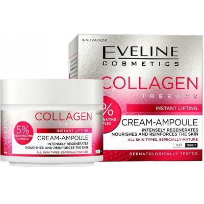 Eveline Cosmetics Cream-Ampoule Collagen - Nourrissante, Lifting Instantané - Crème visage - Publicité Eveline Cosmetics Cream-Ampoule Collagen - Nourrissante, Lifting Instantané - Crème visage - Publicité