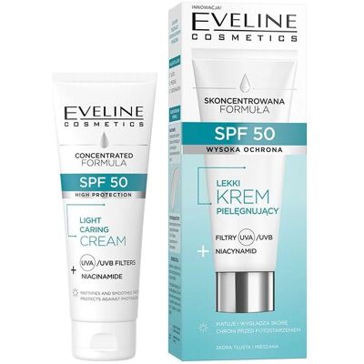 Eveline Hydratant SPF50 avec Niacinamide - Crème solaire - Publicité Eveline Hydratant SPF50 avec Niacinamide - Crème solaire - Publicité