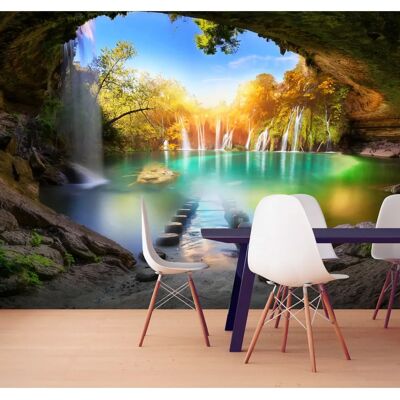 Karo-art - Turquoise meer Premium Print - Turquoise - 392x280cm - Self-adhesive wallpaper Karo-art - Turquoise meer Premium Print - Turquoise - 392x280cm - Self-adhesive wallpaper