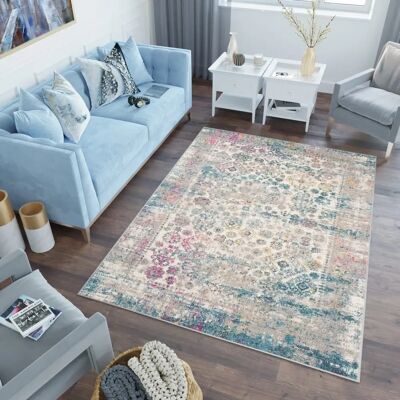 Tapiso - Tapiso Soggiorno Rug - 180x260 cm - Azul Gris Rosa Vintage - Rug Tapiso - Tapiso Soggiorno Rug - 180x260 cm - Azul Gris Rosa Vintage - Rug