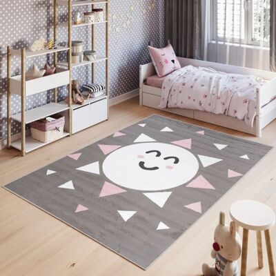 Tapiso - PINKY - Gris Blanco Rosa Sol - 180x250 cm - Alfombra Tapiso - PINKY - Gris Blanco Rosa Sol - 180x250 cm - Alfombra