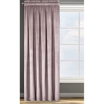 Eurofirany Pink Velvet Curtain with Pleated Tape - 140x270cm Eurofirany Pink Velvet Curtain with Pleated Tape - 140x270cm