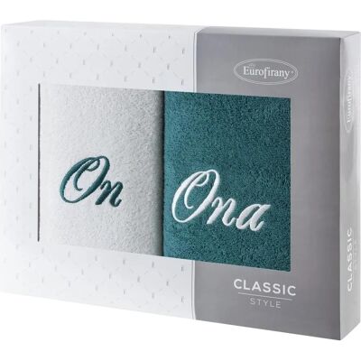 Ona On - 70x140 cm - Cremefarben - Flaskegrün - Handtuchset Ona On - 70x140 cm - Cremefarben - Flaskegrün - Handtuchset