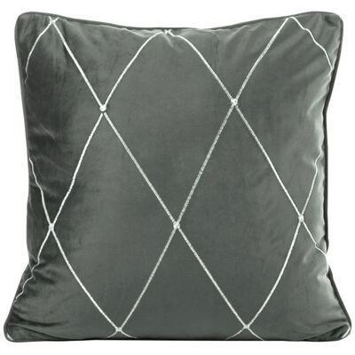 Eurofirany Modèle 389722 - Housse de coussin en velours grise - Publicité Eurofirany Modèle 389722 - Housse de coussin en velours grise - Publicité