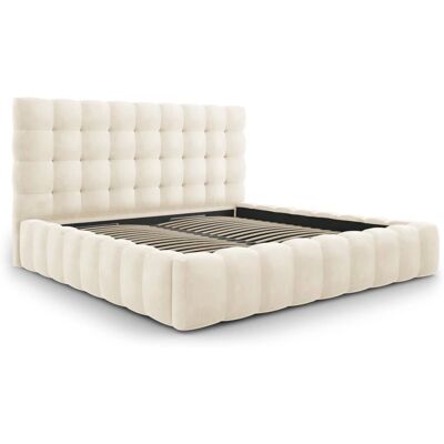 Micadoni Home Beige Samtbett mit Stauraum - Bett Micadoni Home Beige Samtbett mit Stauraum - Bett