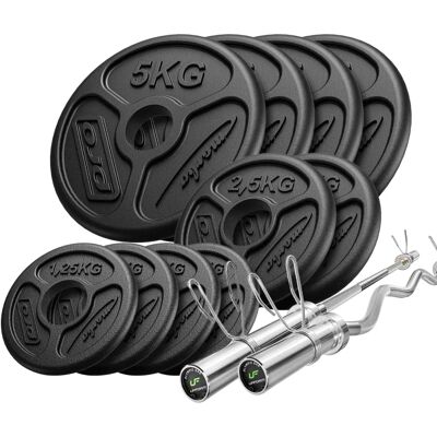 Set 55kg Barbell Olimpic 180cm + Barbell Curl 120cm + Greutăți Set 55kg Barbell Olimpic 180cm + Barbell Curl 120cm + Greutăți