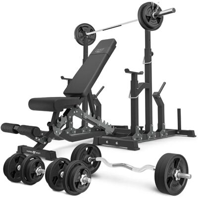 Zestaw treningowy dwustronny Marbo Sport - 113 kg z podpórkami Zestaw treningowy dwustronny Marbo Sport - 113 kg z podpórkami