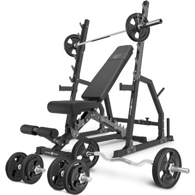 Zestaw do ćwiczeń Marbo Sport Regulowany - 83kg z Podwójną Ławką i Funkcjami Bezpieczeństwa Zestaw do ćwiczeń Marbo Sport Regulowany - 83kg z Podwójną Ławką i Funkcjami Bezpieczeństwa