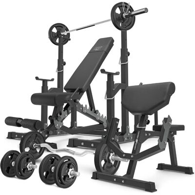 Zestaw regulowanych ławek Marbo Sport - 83kg - Podpory i Obciążenia Zestaw regulowanych ławek Marbo Sport - 83kg - Podpory i Obciążenia