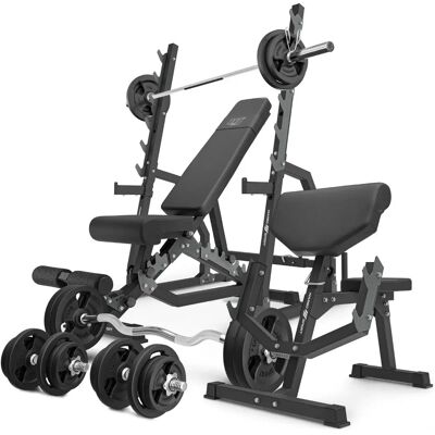 Zestaw Marbo Sport MS6 2.0 113kg - Podwójna ławka treningowa z podporami i ciężarami Zestaw Marbo Sport MS6 2.0 113kg - Podwójna ławka treningowa z podporami i ciężarami
