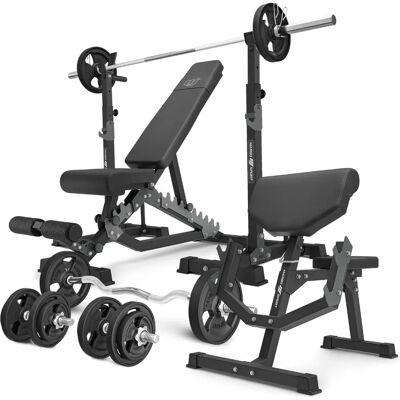 Set de fitness Marbo Sport MS33 2.0 83kg cu bancă reglabilă și greutăți Set de fitness Marbo Sport MS33 2.0 83kg cu bancă reglabilă și greutăți