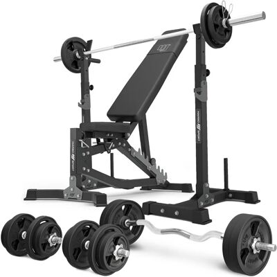 Set Panca Allenamento Regolabile Marbo Sport 113kg con Supporti e Pesi Set Panca Allenamento Regolabile Marbo Sport 113kg con Supporti e Pesi