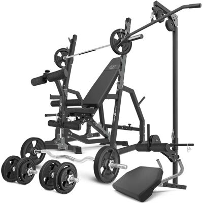 Marbo Sport Thuisgym Set MS36 2.0 83kg - Verstelbare bank + supports + preacher + leg press + lat pulldown + gewichtsplaten Marbo Sport Thuisgym Set MS36 2.0 83kg - Verstelbare bank + supports + preacher + leg press + lat pulldown + gewichtsplaten