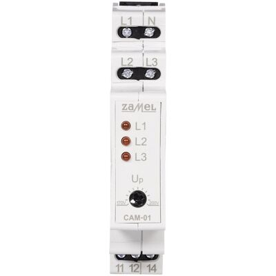 Capteur de Tension et de Phase Zamel CAM-01 - Protège contre perte et asymétrie - 230/400V, 10A Capteur de Tension et de Phase Zamel CAM-01 - Protège contre perte et asymétrie - 230/400V, 10A