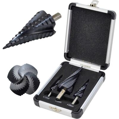 Awtools M2-TiAlN Stufenbohrer-Set - 3 Stück 4-12mm 4-20mm 4-32mm Awtools M2-TiAlN Stufenbohrer-Set - 3 Stück 4-12mm 4-20mm 4-32mm