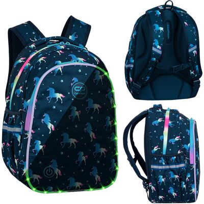 Mochila Escolar Unicornio Azul LED de Jimmy - 2 Compartimentos Mochila Escolar Unicornio Azul LED de Jimmy - 2 Compartimentos