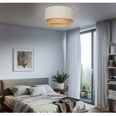 Euluna Plafond Boho - 60cm, crème-wit/rattan Plafondlamp Euluna Plafond Boho - 60cm, crème-wit/rattan Plafondlamp