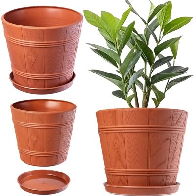 KADAX Holzmaserung Blumentopf 19cm - Wetterfeste Pflanzschale für Innen Und Außen KADAX Holzmaserung Blumentopf 19cm - Wetterfeste Pflanzschale für Innen Und Außen