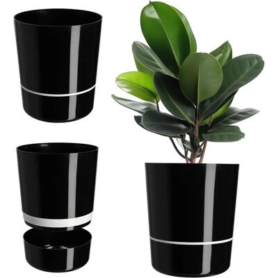 Kadax Black Two-Piece Flower Pot - Flower Pot Kadax Black Two-Piece Flower Pot - Flower Pot