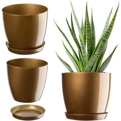 KADAX 12cm Gold Kunststoff-Blumentopf mit Ständer - Pflanzgefäß für Innen KADAX 12cm Gold Kunststoff-Blumentopf mit Ständer - Pflanzgefäß für Innen