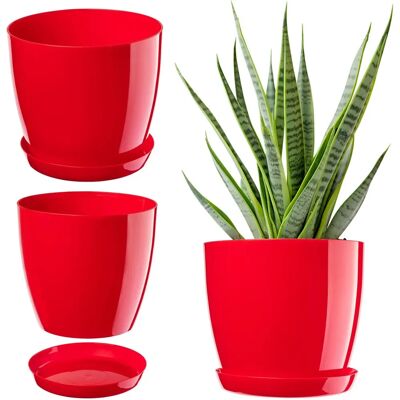 KADAX Roter Kunststoff-Blumentopf mit Stand - Blumentopf KADAX Roter Kunststoff-Blumentopf mit Stand - Blumentopf