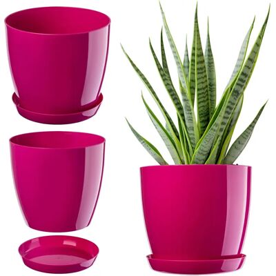 KADAX Pink 18cm Flower Pot with Stand - Indoor Elegant Plant Container KADAX Pink 18cm Flower Pot with Stand - Indoor Elegant Plant Container