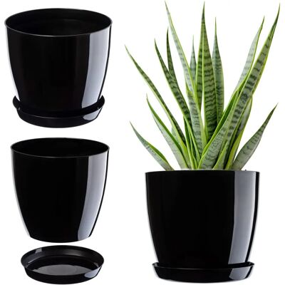 KADAX Schwarzer Blumentopf 18cm Elegant und Langlebig mit Ständer KADAX Schwarzer Blumentopf 18cm Elegant und Langlebig mit Ständer