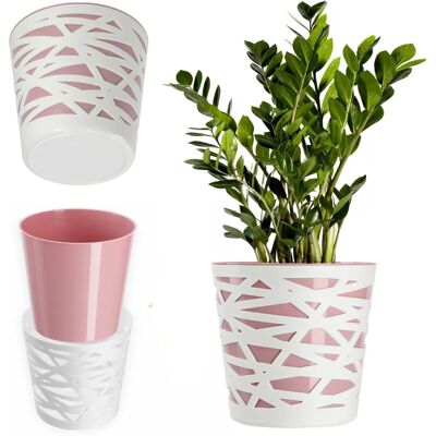 KADAX Pink Plastic Flower Pot Cover 19cm - Flower Pot Cover KADAX Pink Plastic Flower Pot Cover 19cm - Flower Pot Cover