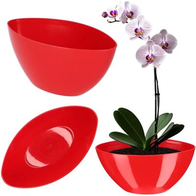 KADAX Red Oval Flower Pot - Elegant Design KADAX Red Oval Flower Pot - Elegant Design