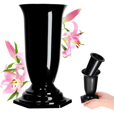 KADAX Vase 29cm - Kunstblumen Grab + Nachfüllung - Schwarz KADAX Vase 29cm - Kunstblumen Grab + Nachfüllung - Schwarz