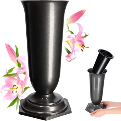 KADAX 37cm Vase Flasche für Friedhof - Künstliche Blumen & Graphiteinsatz KADAX 37cm Vase Flasche für Friedhof - Künstliche Blumen & Graphiteinsatz