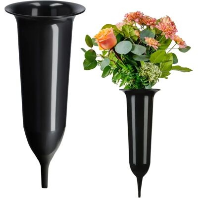 KADAX Schwarze Grabstein Vase Flasche 23cm Kunstblumen KADAX Schwarze Grabstein Vase Flasche 23cm Kunstblumen