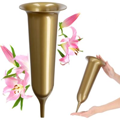 KADAX Cemetery Vase Gold 35cm - Tombstone for Flowers KADAX Cemetery Vase Gold 35cm - Tombstone for Flowers