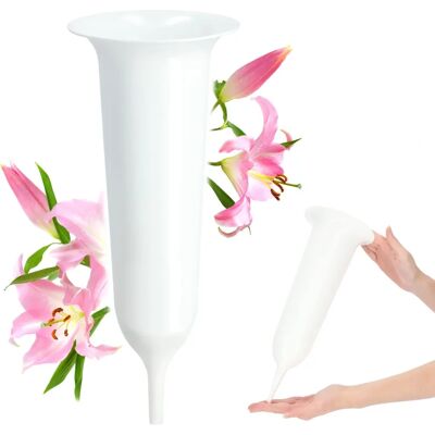 KADAX Weiß 30cm Vase für Grab - Kunstblumen Deko KADAX Weiß 30cm Vase für Grab - Kunstblumen Deko