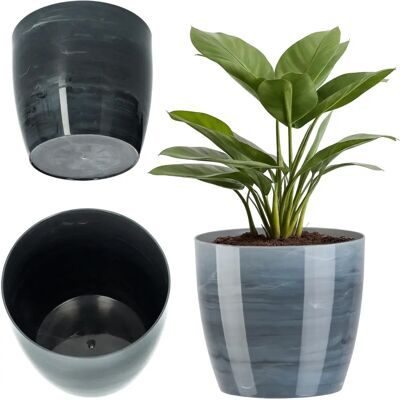 KADAX Grey Marble 18cm Flower Pot - Elegant Flower Cover for Living Room KADAX Grey Marble 18cm Flower Pot - Elegant Flower Cover for Living Room