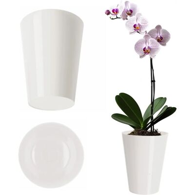 KADAX Weißer Orchideentopf - Elegante 13cm Kunststoffabdeckung KADAX Weißer Orchideentopf - Elegante 13cm Kunststoffabdeckung