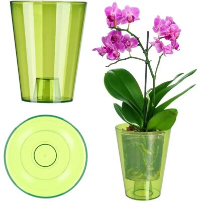 KADAX Topfhaube für Orchideen 12cm Grün Kunststoff - Topf Cover KADAX Topfhaube für Orchideen 12cm Grün Kunststoff - Topf Cover