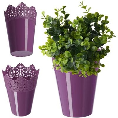 Kadax 12cm Purple Plastic Flower Pot Cover Support Kadax 12cm Purple Plastic Flower Pot Cover Support