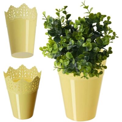 Kadax 12cm Yellow Plastic Flower Pot Cover Support Kadax 12cm Yellow Plastic Flower Pot Cover Support