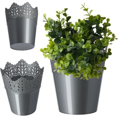 Kadax 16.5cm Grey Plastic Flower Pot Cover - Supports Tall Plants Kadax 16.5cm Grey Plastic Flower Pot Cover - Supports Tall Plants