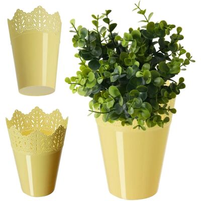 Kadax Yellow 16.5cm Flower Pot Cover - Decorative Support Kadax Yellow 16.5cm Flower Pot Cover - Decorative Support
