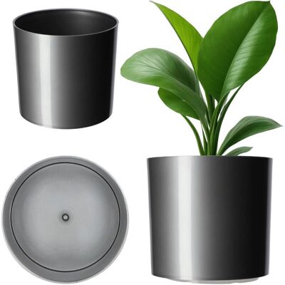 Kadax Round Plant Pot - 12.5cm Silver Decorative Container Kadax Round Plant Pot - 12.5cm Silver Decorative Container
