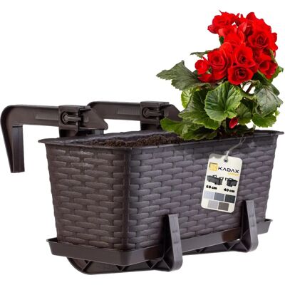 Kadax Balkonbox 40cm - Moderner Rattans Pflanzkübel mit Ständer Kadax Balkonbox 40cm - Moderner Rattans Pflanzkübel mit Ständer
