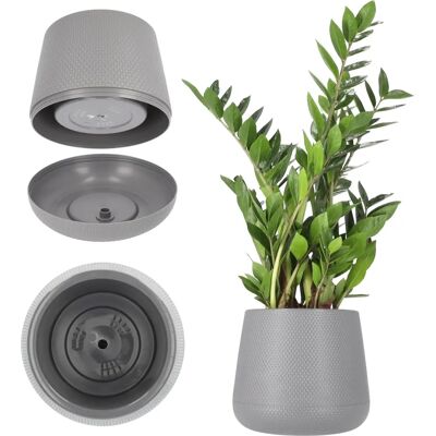 Kadax Gray 13cm Plant Pot with Support & Lid - Garden & Indoor Kadax Gray 13cm Plant Pot with Support & Lid - Garden & Indoor