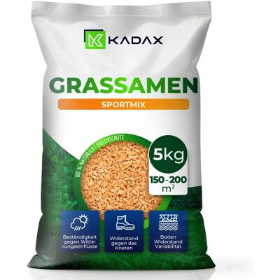 Kadax 5kg Haltbares Sportgras-Saatgut - Trittsicher - 200m2 Kadax 5kg Haltbares Sportgras-Saatgut - Trittsicher - 200m2