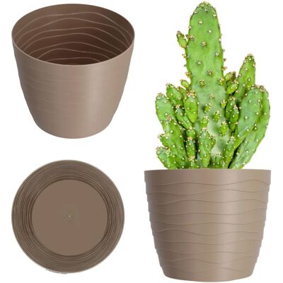 Kadax Beige Round Flower Pot - 19cm Plastic Kadax Beige Round Flower Pot - 19cm Plastic