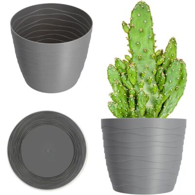 Kadax Gray Flower Pot 19cm Plastic - Flower Pot Kadax Gray Flower Pot 19cm Plastic - Flower Pot
