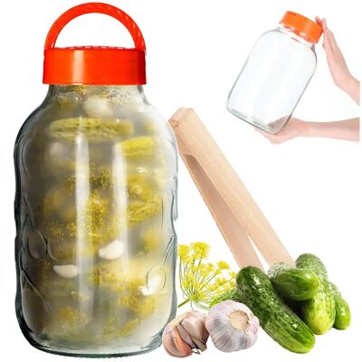 KADAX Glasdose 4L zum Einlegen von Gurkenkonserven mit Zange - Glasdose für Einlegen KADAX Glasdose 4L zum Einlegen von Gurkenkonserven mit Zange - Glasdose für Einlegen