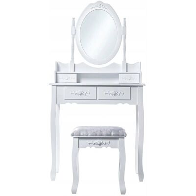 KADAX Tavolo da Trucco Bianco con Specchio LED + Sgabello - Tavolo da trucco KADAX Tavolo da Trucco Bianco con Specchio LED + Sgabello - Tavolo da trucco